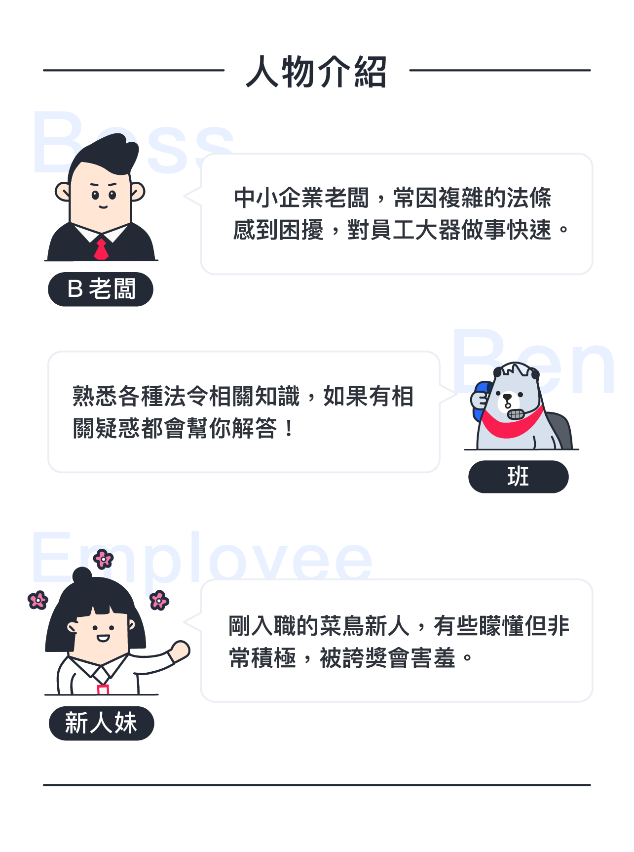 揭露職業蟑螂5大特徵!雇主做對這幾件事能從容應付 518熊班角色人物介紹(B老闆、班、新人妹)
