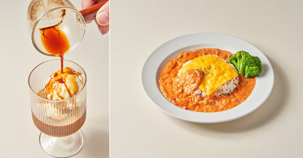 義式浪漫經典甜點「阿法加朵Affogato」和怡客咖啡明星商品「義式香飯糰」。