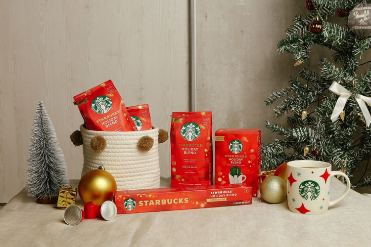星巴克節日系列商品包含咖啡豆、濾掛咖啡、Nespresso 雀巢咖啡膠囊。